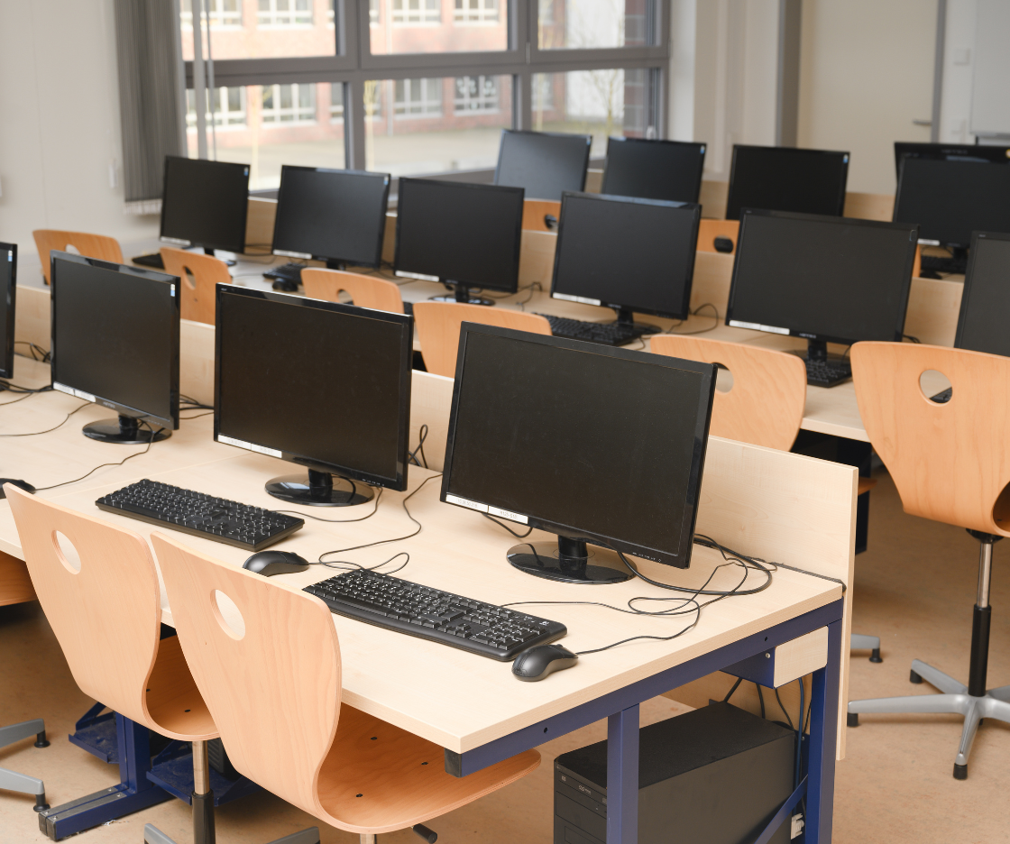 Office, IT & Institutional Supplies Rows of desktop computers in a training room